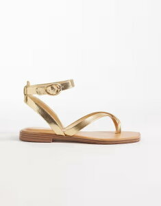 �A���h ���f�B�[�X �V���[�Y �T���_�� �A���N�� Aldo Daressi flip flop flats with ankle straps GOLD �S�[���h