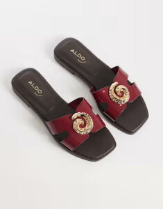 �A���h ���f�B�[�X �V���[�Y �T���_�� Aldo Khali flat sandals with embellishment Medium red ���b�h