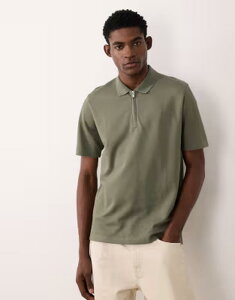 �W���b�N �A���h �W���[���Y �����Y �g�b�v�X �|���V���c �n�[�t�W�b�v Jack & Jones Premium quarter zipolo top in dark SMOKEY OLIVE �I���[�u