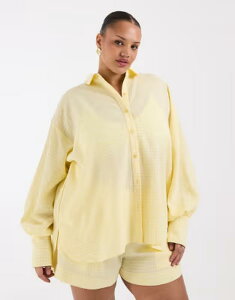 �G�C�\�X ���f�B�[�X �g�b�v�X �V���c �M���K���`�F�b�N �M���K�� ASOS Curve ASOS DESIGN Curve shirt in yellow gingham Yellow gingham �C�G���[