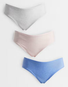 �G�C�\�X ���f�B�[�X �A���_�[�E�F�A �u���[�t�p���c �n�C�E�G�X�g ASOS Curve ASOS DESIGN Curve 3 pack high waist briefs pink & cream ribLUE PINK & CREAM �N���[��