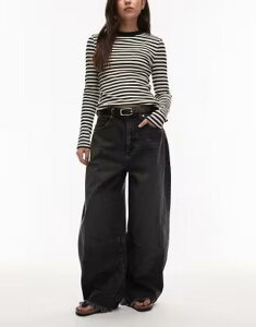 �I�[���Z�C���c ���f�B�[�X �{�g���X �f�j���p���c �N���b�v�h �W�[���Y AllSaints payton cropped barreleg denim jeans in washed black �u���b�N