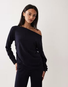 �}���S ���f�B�[�X �A�E�^�[ �p�[�J�[�E�X�E�F�b�g Mango Centollo boat neck long sleeve top - part of a set NAVY �l�C�r�[