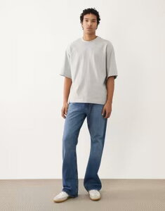 �Z���N�e�B�b�h �����Y �g�b�v�X T�V���c �R�b�g�� Selected 100% cotton oversized heavyweight 220gsm T-shirt in light Gray Melange �O���[