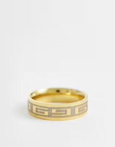 �G�C�\�X �����Y �A�N�Z�T���[ �����O T�V���c ASOS DESIGN waterproof stainlessteel brushed silver etched greek wave band ringOLD �S�[���h