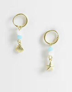 �L���O�X���[���C�A�� ���f�B�[�X �A�N�Z�T���[ �s�A�X�E�C�������O Kingsley Ryan gold plated stone and starfish charm hoops GOLD �S�[���h