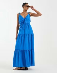���F�����[�_ ���f�B�[�X �g�b�v�X �����s�[�X �e�B�A�[�h �~�f�B Vero Moda tie shoulder camidi tieredress inebulas Nebulas blue �u���[