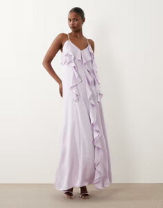 ���F�����[�_ ���f�B�[�X �g�b�v�X �����s�[�X �t���� �~�f�B Vero Moda camidi dress with ruffle trim detail in lilac Purple Heather �w�U�[