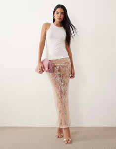 �G�C�\�X ���f�B�[�X �{�g���X�J�[�g ���b�V�� �V�A�[ �X�p���R�[�� �}�L�V ASOS DESIGN sheer sequin mesh maxi skirt Gold �S�[���h