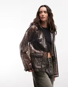 �m�C�W�[���C ���f�B�[�X �A�E�^�[ �R�[�g �A�j�}���� �v�����g Noisy May transparent hooded raincoat in animal print Black leo �u���b�N