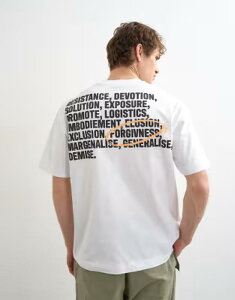 �g�b�v�}�� �����Y �g�b�v�X T�V���c �����b�N�X�t�B�b�g �v�����g Topman relaxed fit-shirt with front and back forgiveness print WHITE �z���C�g