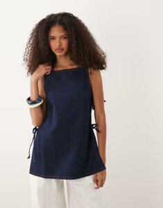 �G�C�\�X ���f�B�[�X �g�b�v�X �V���c �f�j�� ASOS DESIGN tie sidenim long line top indigo indigo �C���f�B�S