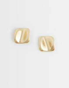 �G�C�\�X ���f�B�[�X �A�N�Z�T���[ �s�A�X�E�C�������O ASOS DESIGN stud earrings with abstract design in brushed gold tone Brushed Gold �S�[���h