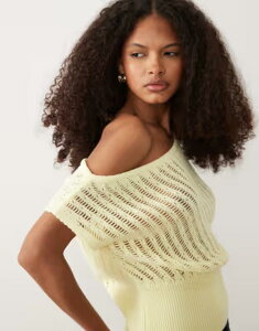 �~�X�Z���t�t���b�W ���f�B�[�X �g�b�v�X �V���c �j�b�g Misselfridge knit off the shoulder top in buttermilk