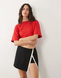 �G�C�\�X ���f�B�[�X �{�g���X�J�[�g �~�j �R���g���X�g ASOS DESIGN interlock mini skort with contrastipping Black �u���b�N