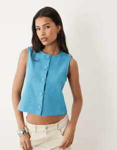 �~�X�Z���t�t���b�W ���f�B�[�X �g�b�v�X �^���N�g�b�v Misselfridge button up tank top on aqua blue �u���[