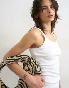 �g�b�v�V���b�v ���f�B�[�X �g�b�v�X T�V���c ���u Topshop skinny strap scoop ribbed tank top WHITE �z���C�g