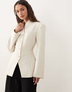 �~�X�Z���t�t���b�W ���f�B�[�X �A�E�^�[ �W���P�b�g�E�u���]�� �u���U�[ Misselfridge collarless high break point blazer Ivory �A�C�{���[