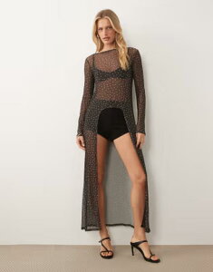 �G�C�\�X ���f�B�[�X �g�b�v�X �V���c �h�b�g�� �h�b�g ���b�V�� ASOS DESIGN mesh longline top in polka dot polka dot �h�b�g