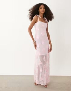 ���o�[�A�C�����h ���f�B�[�X �g�b�v�X �����s�[�X �h�J �}�L�V River Island embroidered shell maxi dress PINK �s���N