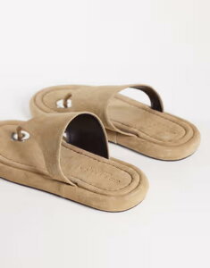 �G�C�\�X ���f�B�[�X �V���[�Y �T���_�� �X�G�[�h ASOS DESIGN Fate premium flat sandals with toe posts in mushroom gray suede MUSHROOM GRAY SUEDE �O���[