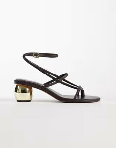 �G�C�\�X ���f�B�[�X �V���[�Y �T���_�� �q�[�� ASOS DESIGN Hebe strappy ball heeled flip flop sandals in chocolate �`���R���[�g