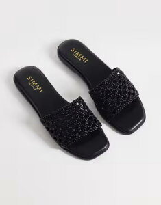 �V�~ ���f�B�[�X �V���[�Y �T���_�� SIMMI ShoesIMMI London Luna woven flat sandals Black �u���b�N