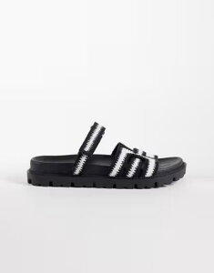 �V�~ ���f�B�[�X �V���[�Y �T���_�� SIMMI ShoesIMMI London Adelle chunky sandal slides crochet Black crochet �u���b�N