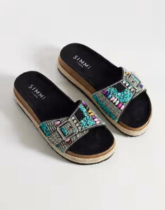 �V�~ ���f�B�[�X �V���[�Y �T���_�� SIMMI Shoesimmi London Mandy single buckle sandals with beads Black �u���b�N