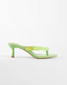 �V�~ ���f�B�[�X �V���[�Y �T���_�� �X�p���R�[�� �q�[�� SIMMI Shoesimmi London Dixy kitten heel flip flop sandals with sequins GREEN �O���[��