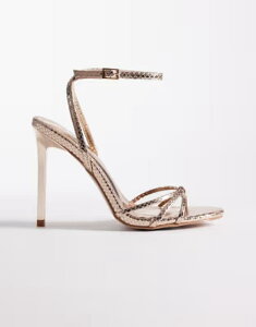 �V�~ ���f�B�[�X �V���[�Y �T���_�� �g�[�� �q�[�� SIMMI Shoesimmi London Gina embellished heeled sandals in rose-gold metallic snake Rose gold �S�[���h