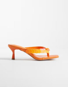�V�~ ���f�B�[�X �V���[�Y �T���_�� �X�p���R�[�� �q�[�� SIMMI Shoesimmi London Dixy kitten heel flip flop sandals with sequins in orange �I�����W