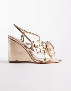 �V�~ ���f�B�[�X �V���[�Y �T���_�� SIMMI Shoesimmi London Franny wedge sandals with flower detailing in rose gold metallic �S�[���h