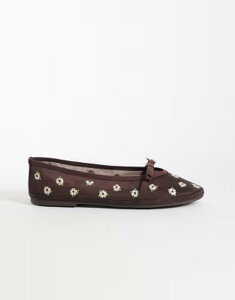 �A���h ���f�B�[�X �V���[�Y �p���v�X �t�����[�� ���b�V�� �t�����[ Aldo Aurabella floral ballet flats mesh Open brown �u���E��