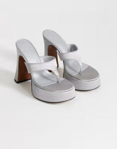 �g�b�v�V���b�v ���f�B�[�X �V���[�Y �T���_�� �v���b�g�t�H�[�� �T�e�� �q�[�� Topshop Nima platform heeled toe thong sandalsatin Gray satin �O���[