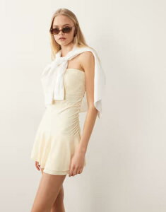 �R�b�g���I�� ���f�B�[�X �g�b�v�X �����s�[�X �~�j Cotton hold me tube mini dress in vanilla