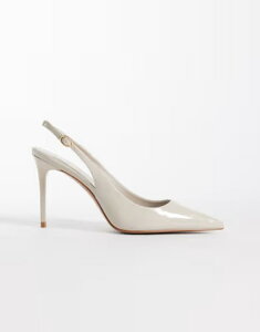 �}���S ���f�B�[�X �V���[�Y �p���v�X �q�[�� Mango pointed heeled slingback pumps BEIGE �x�[�W��