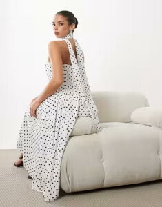 ���A ���f�B�[�X �g�b�v�X �����s�[�X �h�b�g�� �h�b�g �~�f�B Rare London removable strap scarf detail gathered hip midi dress in mono polka dot MONO �h�b�g