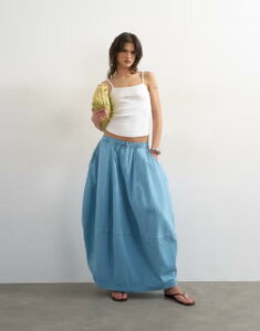 �g�b�v�V���b�v ���f�B�[�X �{�g���X�J�[�g �f�j�� �}�L�V Topshop denim pull on barrel maxi skirt in bleach �f�j��
