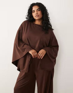 �G�C�\�X ���f�B�[�X �g�b�v�X T�V���c �P�[�v�f�U�C�� �L���b�v �P�[�v ASOS Curve ASOS DESIGN Curve cape style top - part of a set BROWN �u���E��