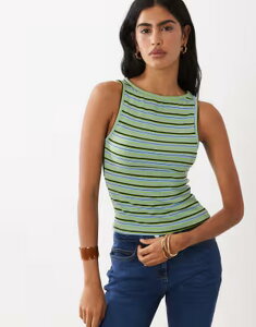�G�C�\�X ���f�B�[�X �g�b�v�X T�V���c ASOS DESIGN slash neck racer back tank top and green stripes Blue stripe �u���[