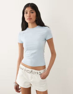 �~�X�Z���t�t���b�W ���f�B�[�X �g�b�v�X T�V���c Misselfridge sculpted short sleeve tee in pale blue �u���[