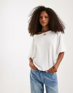 �t���[�s�[�v�� ���f�B�[�X �g�b�v�X T�V���c �N���b�v�h Free People next level boxy cropped T-shirt in clean IVORY �A�C�{���[