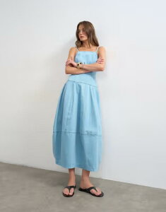 �g�b�v�V���b�v ���f�B�[�X �g�b�v�X �����s�[�X �f�j�� �}�L�V Topshop denim barrel maxi dress in bleach �f�j��