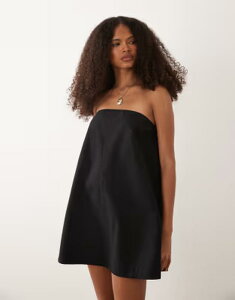 �G�C�\�X ���f�B�[�X �g�b�v�X �����s�[�X �~�j �R�b�g�� ���l�� ASOS DESIGN cotton linen bandeau mini sundress Black �u���b�N