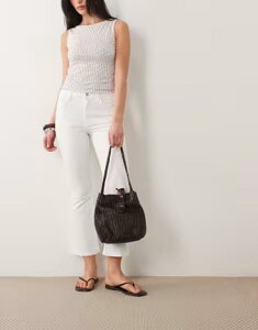 �G�C�\�X ���f�B�[�X �{�g���X �f�j���p���c �N���b�v�h �W�[���Y ASOS DESIGN cropped kick flare jeans WHITE �z���C�g