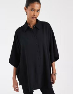 �A���h�A�U�[�X�g�[���[�Y ���f�B�[�X �g�b�v�X �V���c & Other Stories three quarter sleeve shirt Black �u���b�N