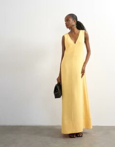 �g�b�v�V���b�v ���f�B�[�X �g�b�v�X �����s�[�X V�l�b�N �}�L�V Topshop v-neck low armholes clean maxi dress with deep hem in mango