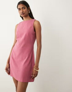 �~�X�Z���t�t���b�W ���f�B�[�X �g�b�v�X �����s�[�X ���l�� Misselfridge linen blend shift dress in raspberry