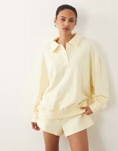 �E�B �E�H�[ ���b�g ���f�B�[�X �A�E�^�[ �p�[�J�[�E�X�E�F�b�g �V���c WeWoreWhat henley pull over sweatshirt in yellow - part of a set Pale yellow �C�G���[
